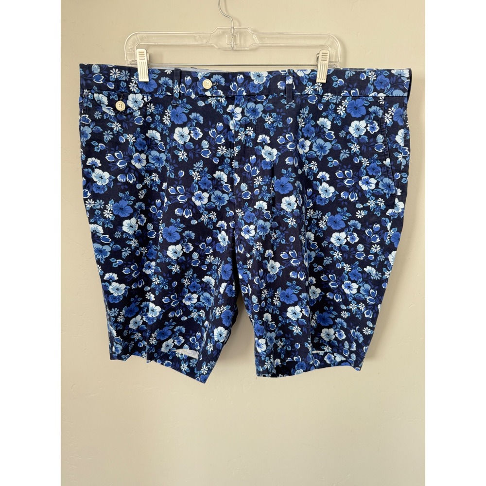 Polo Golf Ralph Lauren Mens Blue Floral Stretch Flat Front Shorts Size 42